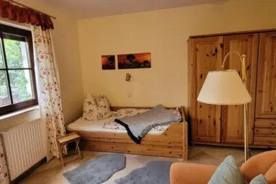 Ein Bett oder Betten in einem Zimmer der Unterkunft NEU! Ferienwohnung Bannewitz