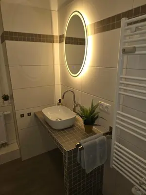Ein Badezimmer in der Unterkunft WohnTraum zur alten Post, Sauna, Altstadt