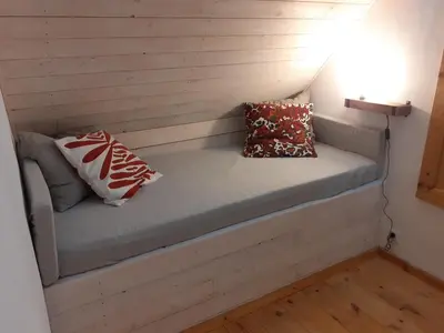 Ein Bett oder Betten in einem Zimmer der Unterkunft Fewo Arnsdorf