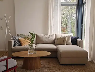 Ein Sitzbereich in der Unterkunft Modernes Apartment mit Terrasse bei Dresden