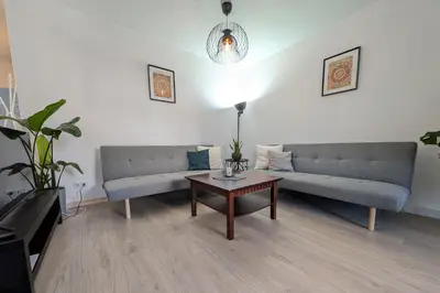 Ein Sitzbereich in der Unterkunft Ferienwohnung Lauber