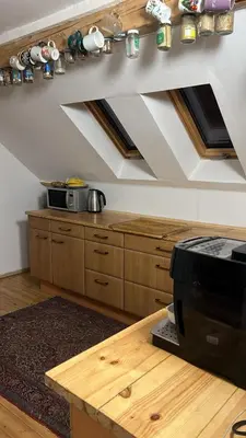 Küche/Küchenzeile in der Unterkunft Rim Ferienwohnung in Lauchhammer Dachgeschoss 100 qm