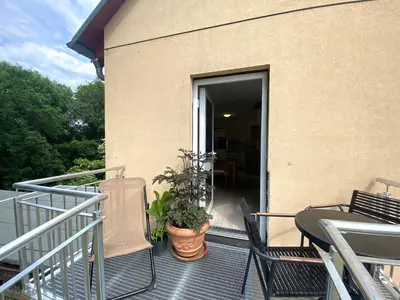 Ein Balkon oder eine Terrasse in der Unterkunft Ferienwohnung Felsblick Neue Schänke