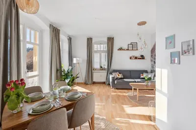 Ein Sitzbereich in der Unterkunft Sonniges Apartment Privatparkplatz Südterrasse