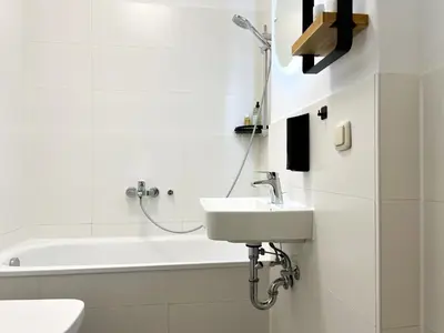 Ein Badezimmer in der Unterkunft Homely Apartments Parkplatz Wlan Küche Altstadt-SBahn-DD Zentral