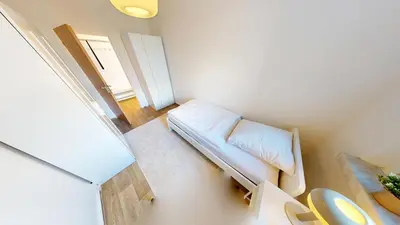 Ein Bett oder Betten in einem Zimmer der Unterkunft 3-Raum-Appartement im Chemnitzer Süden, WLAN