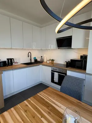 Küche/Küchenzeile in der Unterkunft ElbeCity Apartment