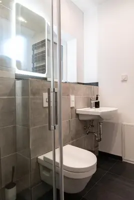 Ein Badezimmer in der Unterkunft Gewölbewohnung mit Terrasse