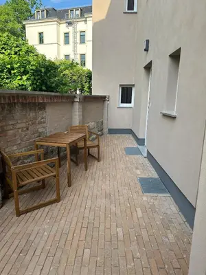 Ein Balkon oder eine Terrasse in der Unterkunft Apartment mit Terrasse