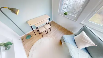 Ein Sitzbereich in der Unterkunft Wohnen im Jugendstilviertel Kaßberg, WLAN