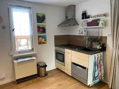Küche/Küchenzeile in der Unterkunft Idyllisches Ferienhaus mit Pool, Blick und großem Grundstück