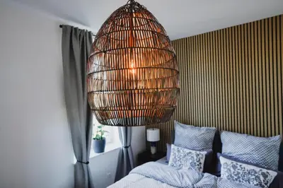 Ein Bett oder Betten in einem Zimmer der Unterkunft Kaßberg Domizil