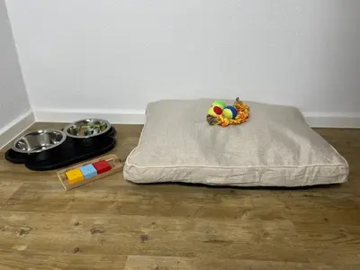 Ein Bett oder Betten in einem Zimmer der Unterkunft Hinterhaus am Stadtrand Chemnitz