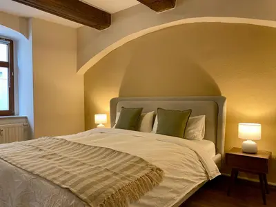 Ein Bett oder Betten in einem Zimmer der Unterkunft Am Engelserker - Apartments im Zentrum