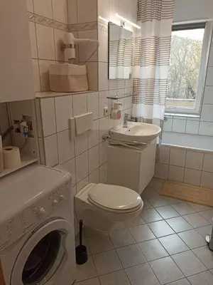 Ein Badezimmer in der Unterkunft Gemütliche, ruhige Wohnung in zentraler Lage