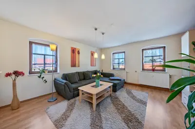 Ein Sitzbereich in der Unterkunft Idyllische Ferienwohnung am Pillnitzer Schlosspark