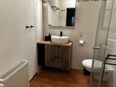 Ein Badezimmer in der Unterkunft Panoramablick - Ostrau