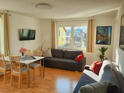 Ein Sitzbereich in der Unterkunft Zur Bastei