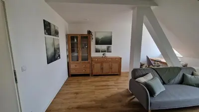 Ein Sitzbereich in der Unterkunft Grüne Oase am Küchwald