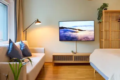 Ein Bett oder Betten in einem Zimmer der Unterkunft Großzügiges Studio-Apartment