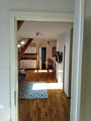 Ein Bett oder Betten in einem Zimmer der Unterkunft Charmant wohnen am Fuße des Kassbergs