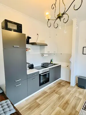 Küche/Küchenzeile in der Unterkunft Gemütliches Altbauapartment II