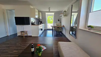 Küche/Küchenzeile in der Unterkunft Ferienwohnung An der Seidewitz - keine Monteure