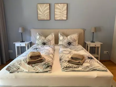 Ein Bett oder Betten in einem Zimmer der Unterkunft Gemütlich und ruhig im Herzen der Dresdner Neustadt
