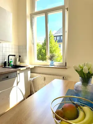 Küche/Küchenzeile in der Unterkunft NewCityHome - Chemnitz - 2 Zi - Design Apartment Naomi - Kaßberg - Private Parking