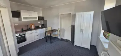 Küche/Küchenzeile in der Unterkunft Ferienwohnung Schwalbennest1