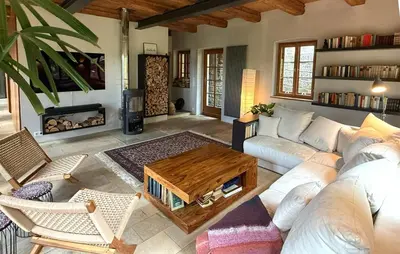 Ein Sitzbereich in der Unterkunft Winzerhaus am Elbhang