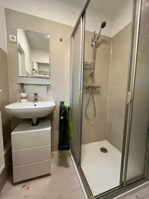 Ein Badezimmer in der Unterkunft Ferienhäuschen Landidyll