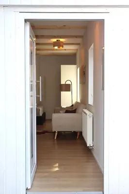 Ein Bett oder Betten in einem Zimmer der Unterkunft Ferienhaus mit Garten und Tor zur Dresdner Heide