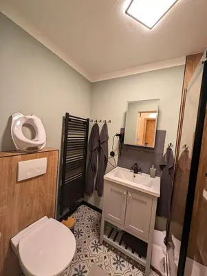 Ein Badezimmer in der Unterkunft Laufenten Loft - Gutshof Dobschütz Bauernhof