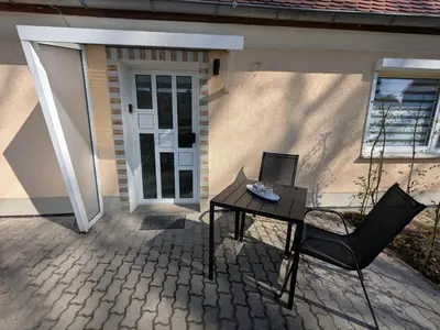 Ein Balkon oder eine Terrasse in der Unterkunft Ferienwohnung Dorfaue