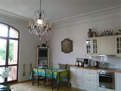 Küche/Küchenzeile in der Unterkunft Ferienwohnung Villa Fiedler