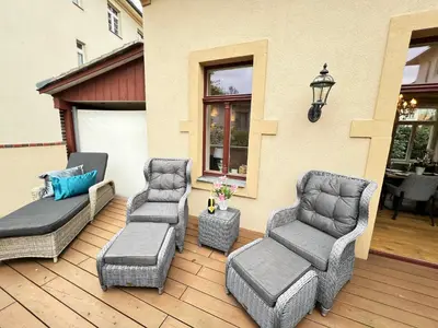 Ein Sitzbereich in der Unterkunft Charmantes Hinterhaus mit Terrasse - zentrale Lage