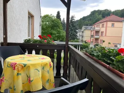 Ein Balkon oder eine Terrasse in der Unterkunft Ferienwohnung an der Rosenstraße