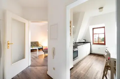 Küche/Küchenzeile in der Unterkunft Gemütliche barrierefreie Dachgeschosswohnung