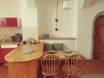 Küche/Küchenzeile in der Unterkunft Bergmanns Lieblingsplatz