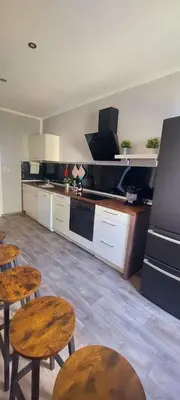 Küche/Küchenzeile in der Unterkunft Ferienwohnung Lessing