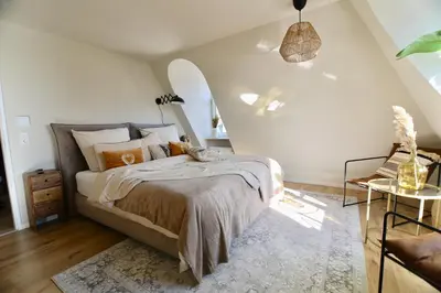 Ein Bett oder Betten in einem Zimmer der Unterkunft Cozy Stay for 2 in Dresden