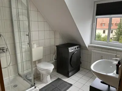 Ein Badezimmer in der Unterkunft Comfortable apartment in Coswig