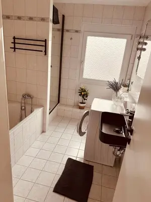 Ein Badezimmer in der Unterkunft Ferienhaus Dresdener Ausblick