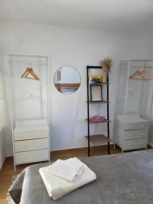Ein Bett oder Betten in einem Zimmer der Unterkunft Ferienwohnung bei Meißen