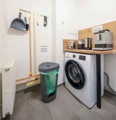 Küche/Küchenzeile in der Unterkunft Appartement in Übigau