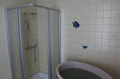 Ein Badezimmer in der Unterkunft Gartenhaus Klotzsche