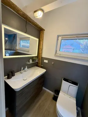 Ein Badezimmer in der Unterkunft Ferienhaus am See