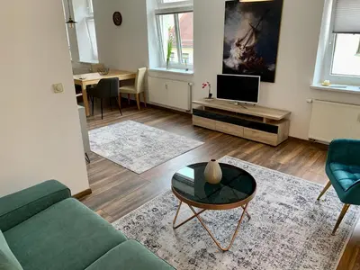 Ein Sitzbereich in der Unterkunft Moderne Ferienwohnung im Zentrum von Grimma