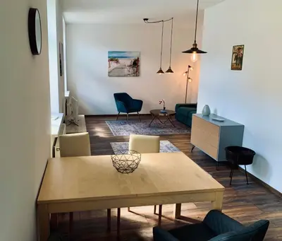 Ein Sitzbereich in der Unterkunft Moderne Ferienwohnung im Zentrum von Grimma